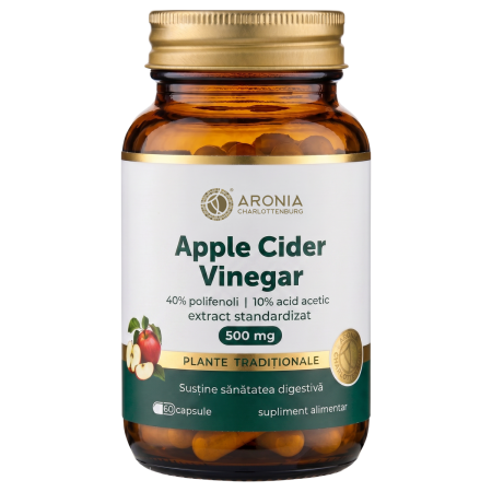 Digestie - Apple Cider Vinegar, 500 mg, 60 capsule – Digestie Ușoară, Sațietate și Echilibru Metabolic