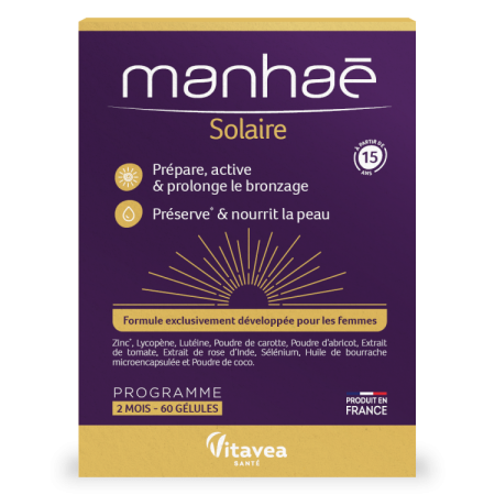 Solare - Manhaé Solaire, 60 capsule vegetale – Bronz Uniform, Luminozitate și Protecție Solară Naturală