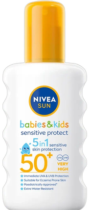 Solare - Nivea Sun Spray Kids Sensitive Protect, SPF 50+, 200 ml – Protecție Solară Avansată pentru Piele Sensibilă