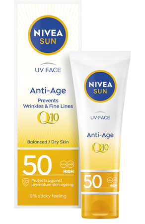 Piele, păr & unghii - Nivea Sun Cremă de Față Anti-Age, SPF 50, 50 ml – Protecție Solară și Reducerea Ridurilor