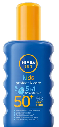 Cosmetice - Nivea Sun Spray Colorat Protect & Care Kids, SPF 50+, 200 ml – Protecție Distractivă și Sigură
