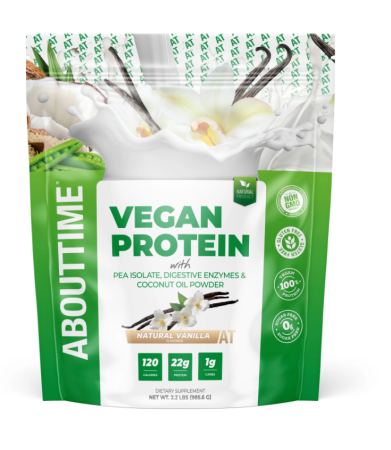 Suplimente alimentare - Abouttime Vegan Protein Proteina Vegana Cu Aroma Naturala De Vanilie, 985.6 G