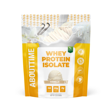 Suplimente alimentare - Abouttime Whey Protein Isolate, Izolat Proteic Din Zer Cu Aroma De Vanilie, 928 G