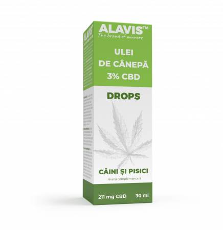 Îngrijire și Suplimente Animale - ALAVIS™ DROPS 3% Ulei CBD Câini & Pisici 30ml | Stres & Confort