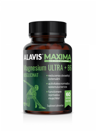 Suplimente alimentare - ALAVIS™ MAXIMA MAGNESIUM BISGLICINAT ULTRA+B6, 60 CAPSULE VEGETALE