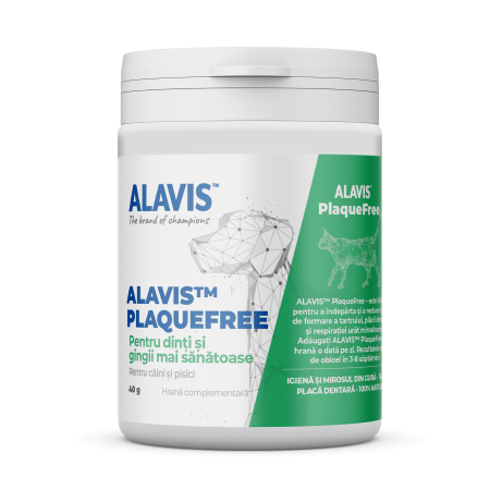 Îngrijire și Suplimente Animale - ALAVIS™ PlaqueFree 40 G - Igienă dentară câini și pisici