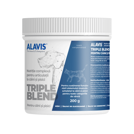 Îngrijire și Suplimente Animale - ALAVIS™ Triple Blend 200 G - Nutriție și Protecție Articulații câini și pisici