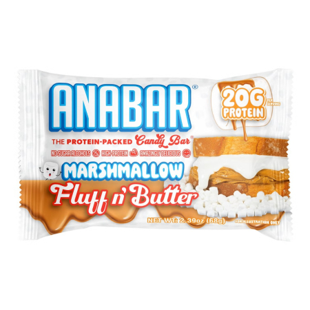 Suplimente alimentare - Anabar Protein Candy Bar Marshmallow Fluff N' Butter, Baton Proteic Cu Gust De Crema De Bezele Si Unt De Arahide, 68 G