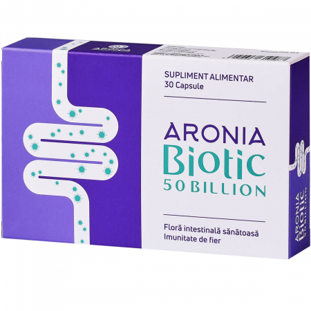 Sistem digestiv - Aronia Biotic 50 Billion (30 de capsule naturale cu probiotice + prebiotic premium, care mențin sănătatea microflorei intestinale, alungă problemele digestive și apără sistemul imunitar) *30cps