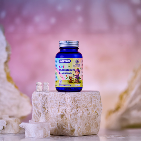 Suplimente Copii - Aronino Kids Multivitamins & Minerals – 12 Vitamine și 10 Minerale, 60 Tablete Masticabile – Creștere, Imunitate și Energie pentru Copii