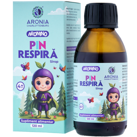Capsule/comprimate/siropuri - Aronino Pin Respiră — sirop pentru copii, eficient împotriva tusei, durerilor în gât și respirației îngreunate