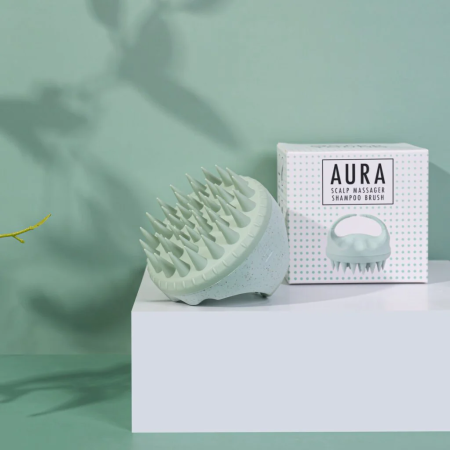 Produse pentru coafare - AURA Scalp Massager Shampoo Brush – Perie din silicon pentru masajul și curățarea scalpului