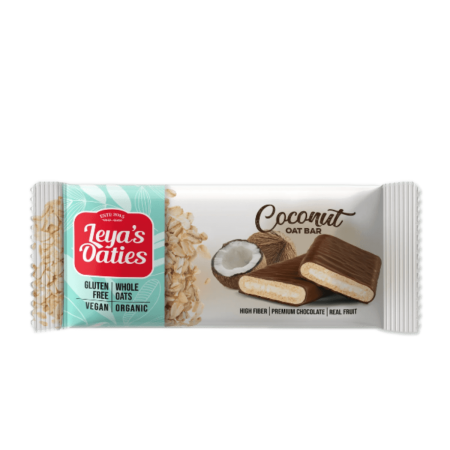 Alimente eco & bio - Baton de Ovaz Vegan - Leya's oaties cu ciocolata premium şi cocos, fara gluten