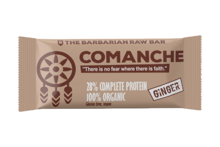 Alimente eco & bio - Baton Proteic Vegan - The Barbarian Comanche, raw bar cu ghimbir, fara gluten