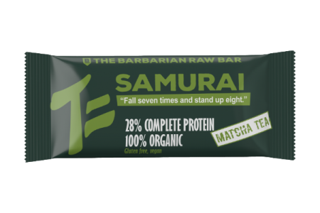 Alimente eco & bio - Baton Proteic Vegan - The Barbarian Samurai, raw bar cu matcha, fara gluten