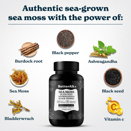 Better Alt Sea Moss, Formula Cu Alge Marine, Chimen Negru Si Ashwagandha, 120 Cps [5]