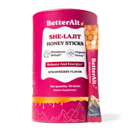 Better Alt She-lajit Honey Sticks, Pliculete De Shilajit Din Himalaya Si Extract De Shatavari Cu Aroma De Capsuni, 30 Pliculete [1]