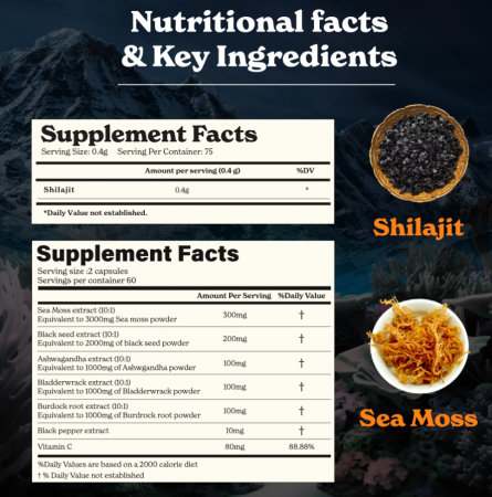 Better Alt Shilajit Sea Moss, Formula De Shilajit Cu Alge Marine, Ashwagandha Si Tongkat Ali, 120 Cps [3]