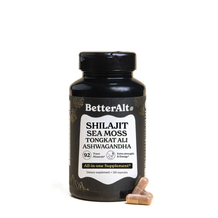 Suplimente alimentare - Better Alt Shilajit Sea Moss, Formula De Shilajit Cu Alge Marine, Ashwagandha Si Tongkat Ali, 120 Cps