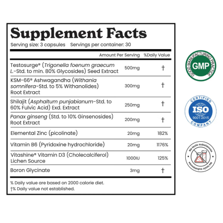 Better Alt Testo Pro, Formula Cu Shilajit Si Ashwagandha Pentru Stimularea Productiei De Testosteron, 90 Cps [6]