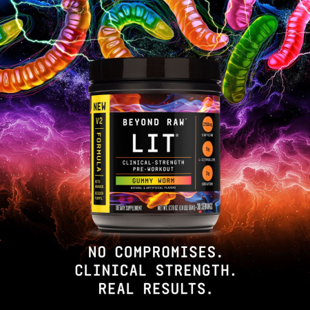 Beyond Raw Lit V2 Pre-workout With Gummy Worm Flavor, Pre-workout Cu Aroma De Jeleuri, 504 G [4]
