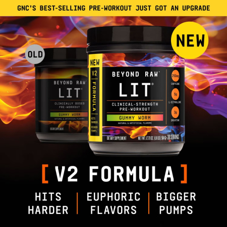 Beyond Raw Lit V2 Pre-workout With Gummy Worm Flavor, Pre-workout Cu Aroma De Jeleuri, 504 G [10]