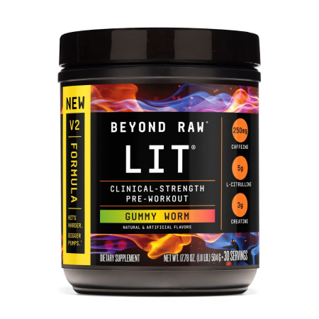 Suplimente alimentare - Beyond Raw Lit V2 Pre-workout With Gummy Worm Flavor, Pre-workout Cu Aroma De Jeleuri, 504 G