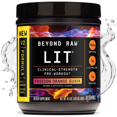 Beyond Raw Lit V2 Pre-workout With Passion Orange Guava Flavor, Pre-workout Cu Aroma De Passion Orange Guava, 468 G [2]