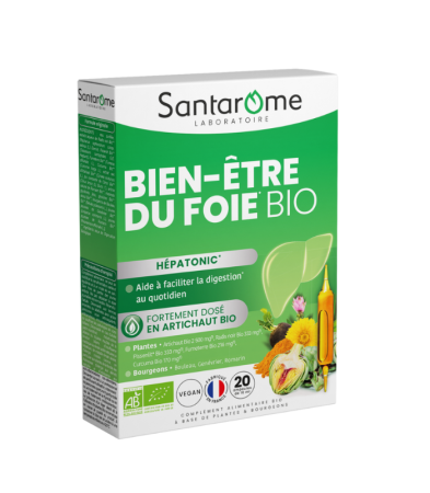 Ficat & detox - Bien-etre du foie-Hepatonic BIO x 20 fiole Santarome