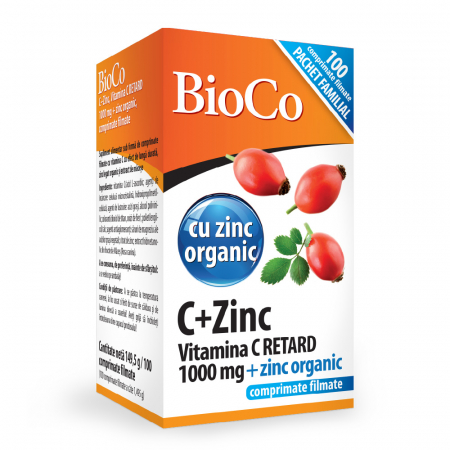 Suplimente alimentare - BioCo   C+Zinc, Vitamina C 1000 mg + zinc organic ( functionarea normala a sistemului imunitar )   100 CPM
