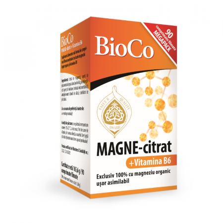 Suplimente alimentare - BioCo Magne-citrat + vitamina B6 ( unctionarea normala a sistemului nervos si a sistemului imunitar )   90 CPM