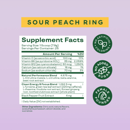 Bloom High Energy Pre-workout - Sour Peach Ring, Pre Workout Cu Aroma De Jeleuri Cu Piersica Acrisoara, 197.5 G [5]