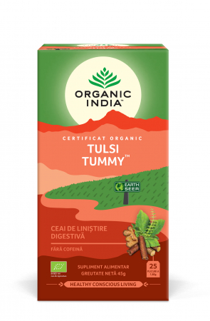 Cautare dupa forma farmaceutica - Ceai Digestiv Tulsi (Busuioc Sfant) Tummy cu Ghimbir, Plante Savuroase si Condimente, plicuri