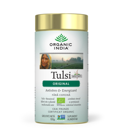 Cautare dupa forma farmaceutica - Ceai Tulsi (Busuioc Sfant) Original | Antistres Natural & Energizant, cutie 100g