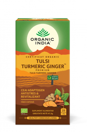 Suplimente alimentare - Ceai Tulsi (Busuioc Sfant) Turmeric Ghimbir | Ceai Adaptogen Antistres &amp; Revitalizant
