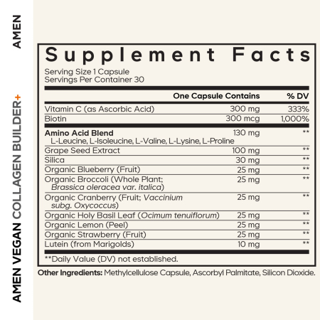Codeage Amen Vegan Collagen Builder, Colagen Vegan Cu Biotina, Luteina Si Vitamina C, 30 Cps [4]