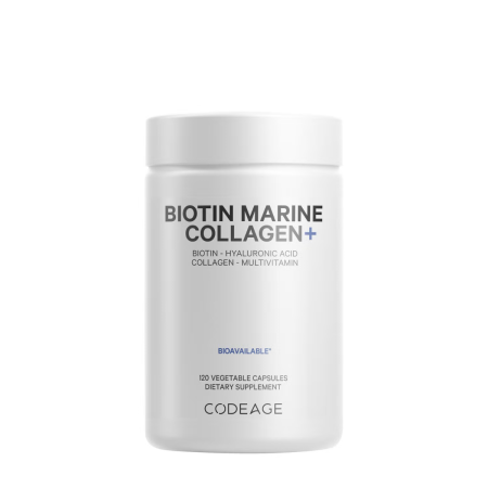 Suplimente alimentare - Codeage Biotin Marine Collagen+formula Completa Cu Colagen Marin Si Acid Hyaluronic, 120 Cps