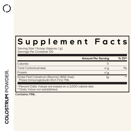 Codeage Bovine Colostrum Powder Unflavored Immunoglobulin Rich, Colostru Bovin Cu Imunoglobuline Pentru Imunitate Si Digestie Fara Aroma, 120g [3]