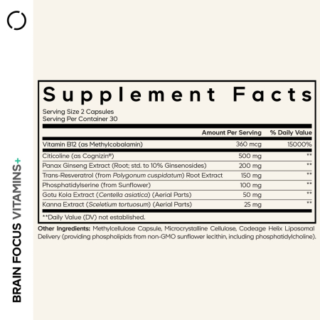 Codeage Brain Focus Multivitamin+, Suport Avansat Pentru Memorie, Concentrare Si Claritate Mentala, 60 Cps [6]