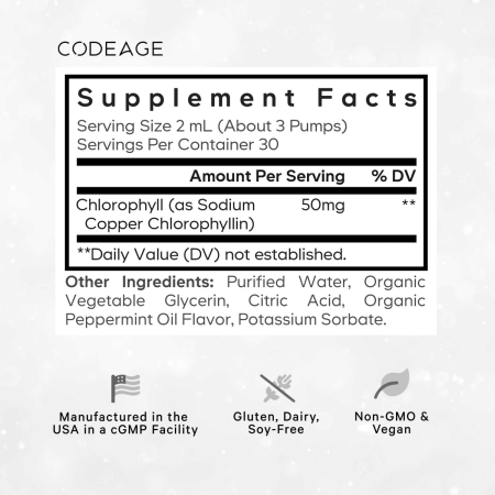 Codeage Chlorophyll Liquid Drops, Clorofila Lichida Cu Aroma De Menta, 60 Ml [9]