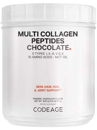 Afectiuni Frecvente - Codeage Hydrolyzed Multi Collagen - 5 Types Collagen Peptides + Mct Oil , Colagen Hidrolizat Din 5 Surse Sub Forma De Peptide + Mct Oil , Cu Aroma De Ciocolata, 515 G