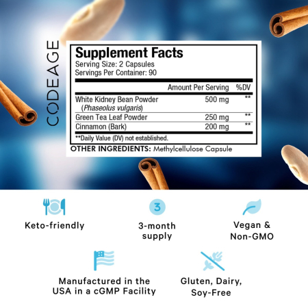 Codeage Keto Carb Focus, Formula Pentru Inhibarea Asimilarii De Carbohidrati, 180 Cps [3]