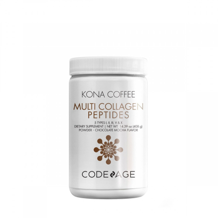Capsule/comprimate/siropuri - Codeage Kona Coffee Multi Collagen - 5 Types Collagen Peptides, Colagen Hidrolizat Din 5 Surse Sub Forma De Peptide Cu Cafea Kona Solubila, 408 G