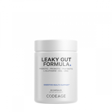Capsule/comprimate/siropuri - Codeage Leaky Gut Supplement - L-glutamine, Prebiotics, Probiotics, Postbiotic, Formula Avansata Pentru Sanatatea Intestinala, 60 Cps