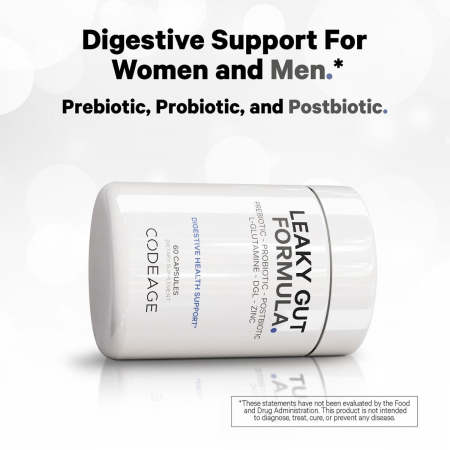 Codeage Leaky Gut Supplement - L-glutamine, Prebiotics, Probiotics, Postbiotic, Formula Avansata Pentru Sanatatea Intestinala, 60 Cps [3]