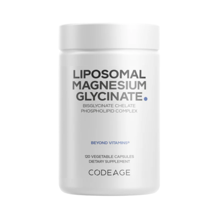 Glicemie & metabolism - Codeage Liposomal Magnesium Glycinate, Magneziu Bisglicinat Lipozomal cu BioPerine® - Formula Avansata pentru Absorbtie Superioara, 120 cps