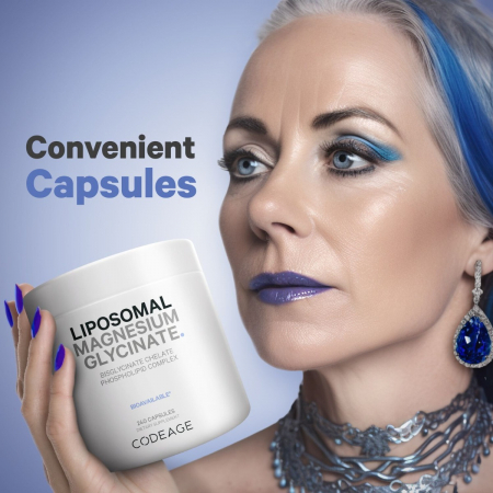 Codeage Liposomal Magnesium Glycinate, Magneziu Bisglicinat Lipozomal cu BioPerine® - Formula Avansata pentru Absorbtie Superioara, 240 cps [6]