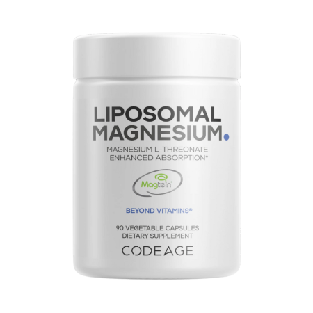 Stres & somn - Codeage Liposomal Magnesium L-threonate, Magneziu L-treonat Liposomal Cu Fosfolipide - Formula Avansata Pentru Absorbtie Superioara, 90 Cps