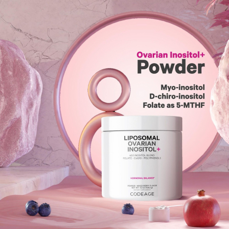 Viata sexuala - Codeage Liposomal Ovarian Inositol+ - Mixed Berry , Myo-Inozitol Ovarian cu Coenzima Q10 cu Aroma de Fructe de Padure, 148.2 g