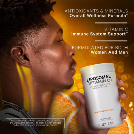 Codeage Liposomal Vitamin C, Vitamina C Liposomala - Formula Avansata Pentru Absorbtie Superioara, 180 Cps [7]
